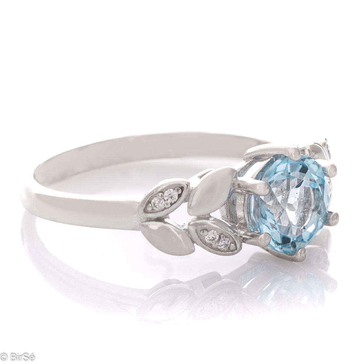 Silver ring Pineapple - Natural Blue Topaz 1,00 ct.