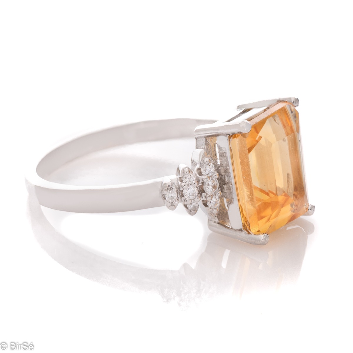 Silver ring Baguette - Natural Citrine 2,40 ct.