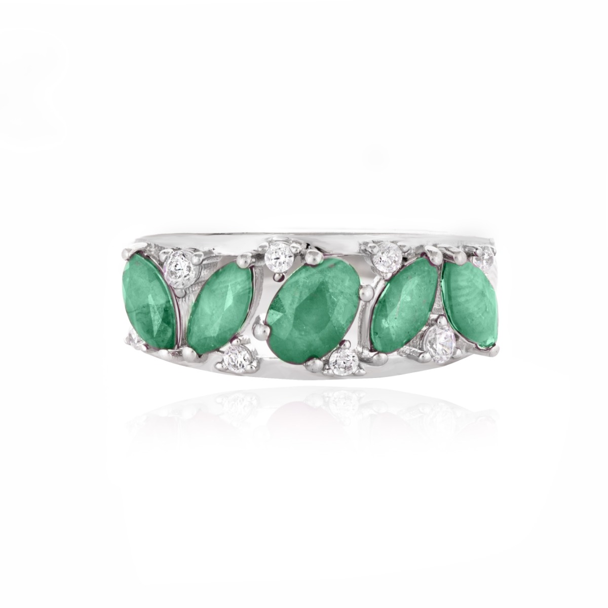 Women's Silver Ring with Natural Emerald 1.28 ct.