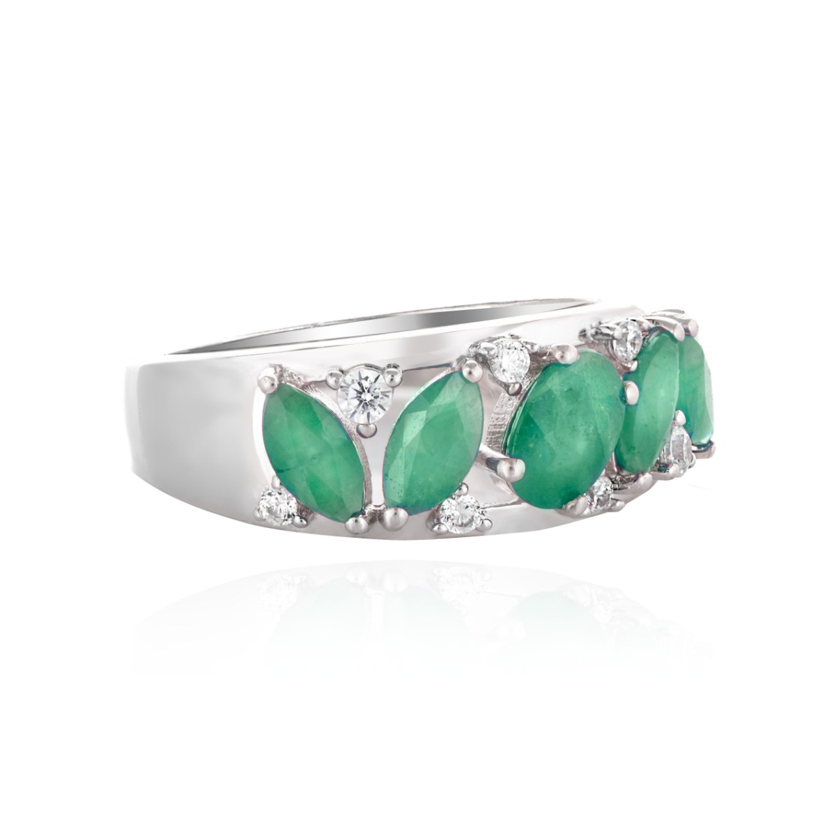 Women's Silver Ring with Natural Emerald 1.28 ct.