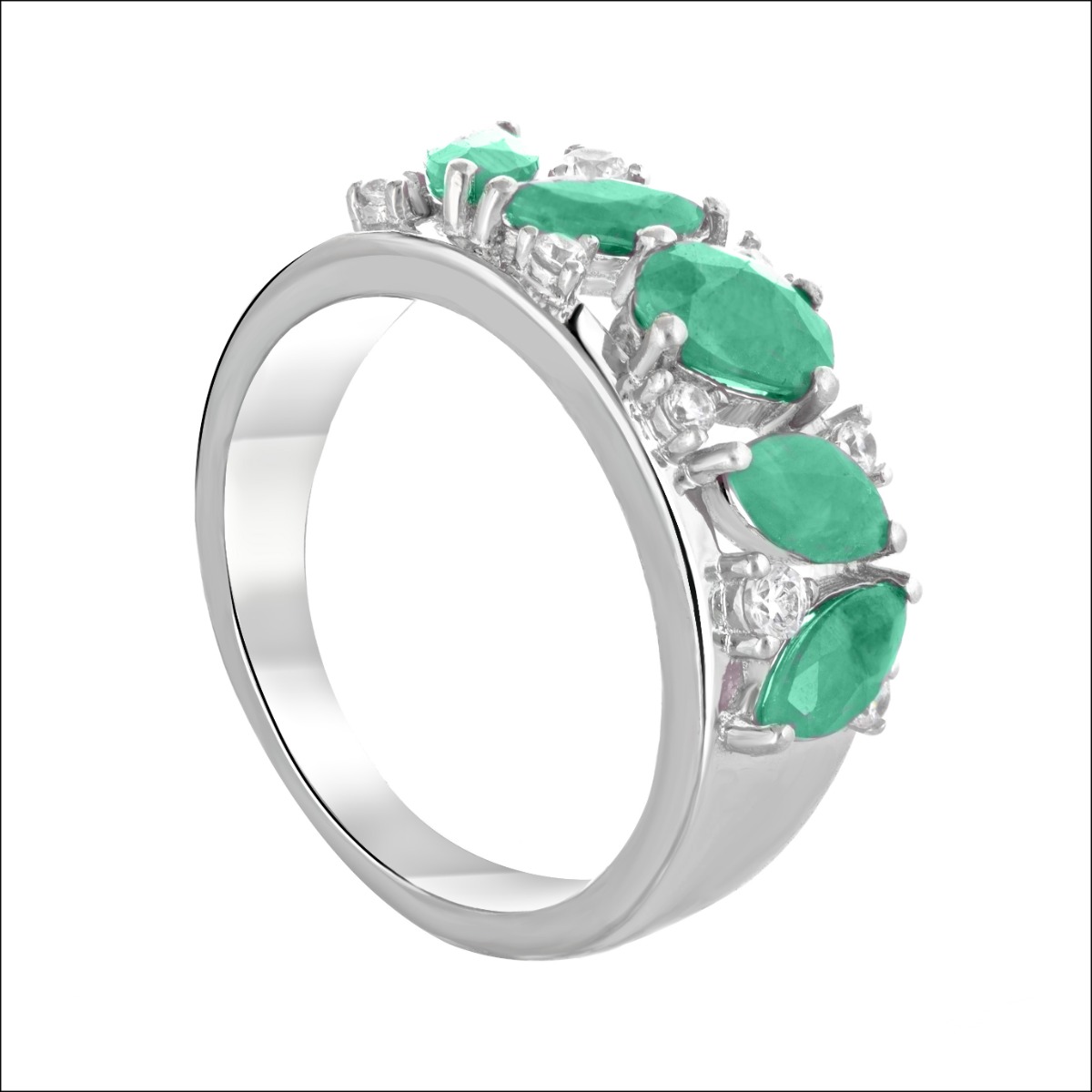 Women's Silver Ring with Natural Emerald 1.28 ct.