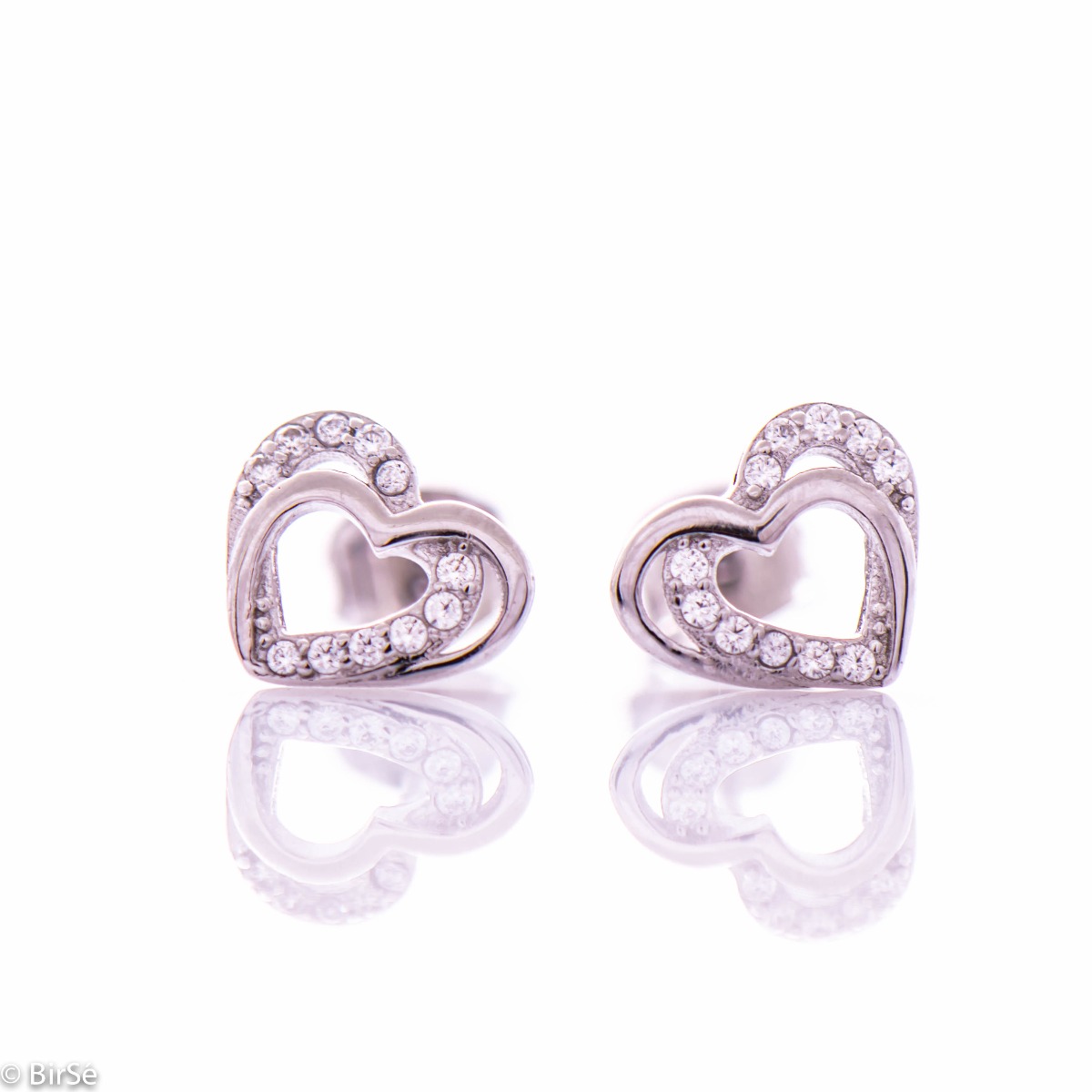 Silver Earrings with Heart Shape