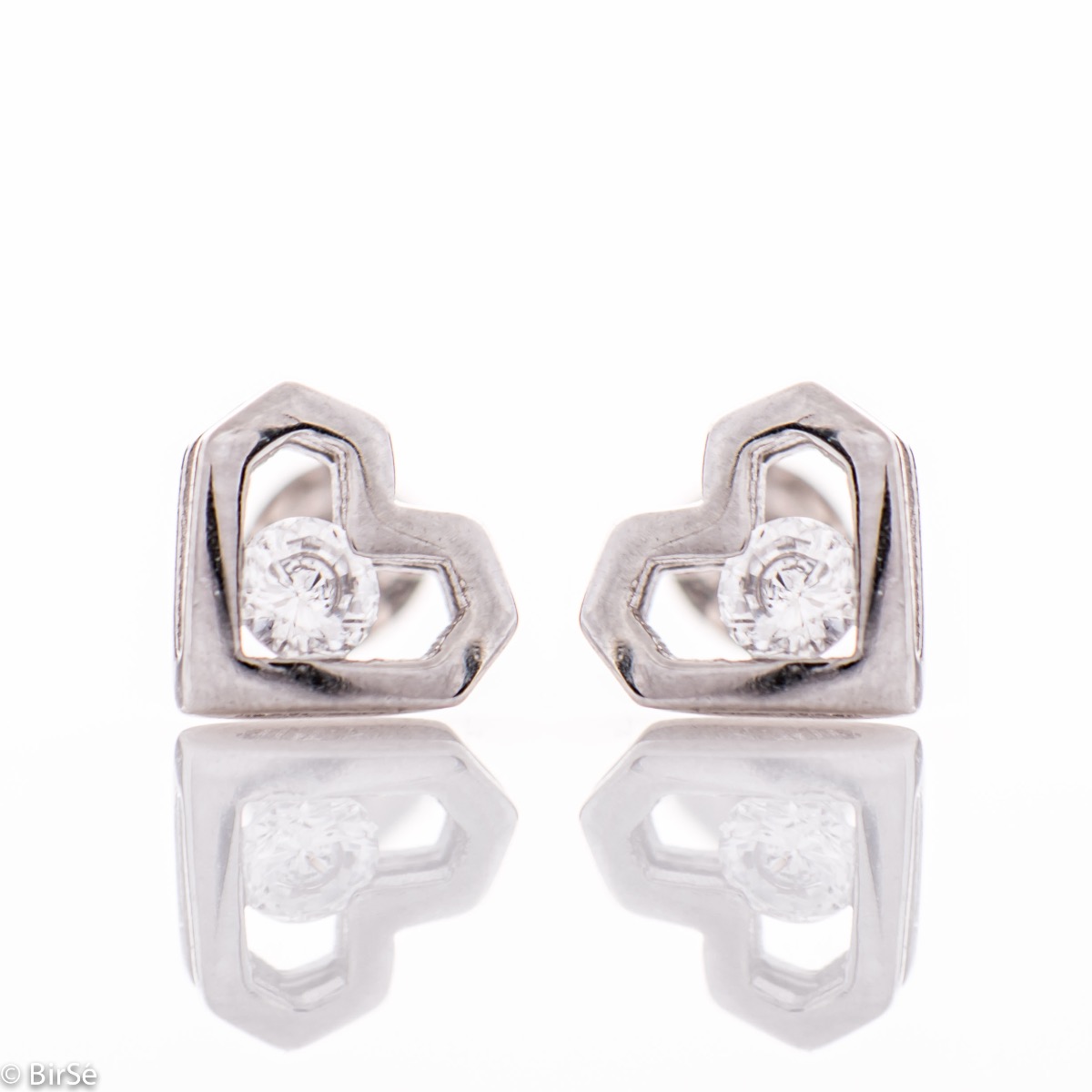 Wholesale Silver Heart Earrings with CZ