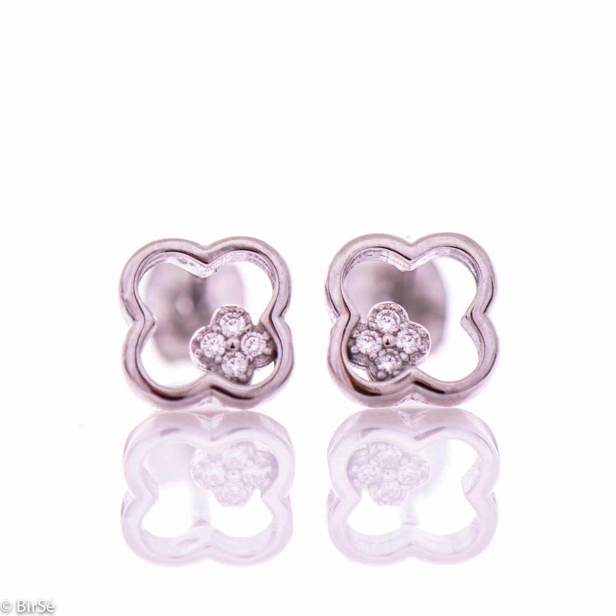 Sterling Silver Earrings Clovers Studs