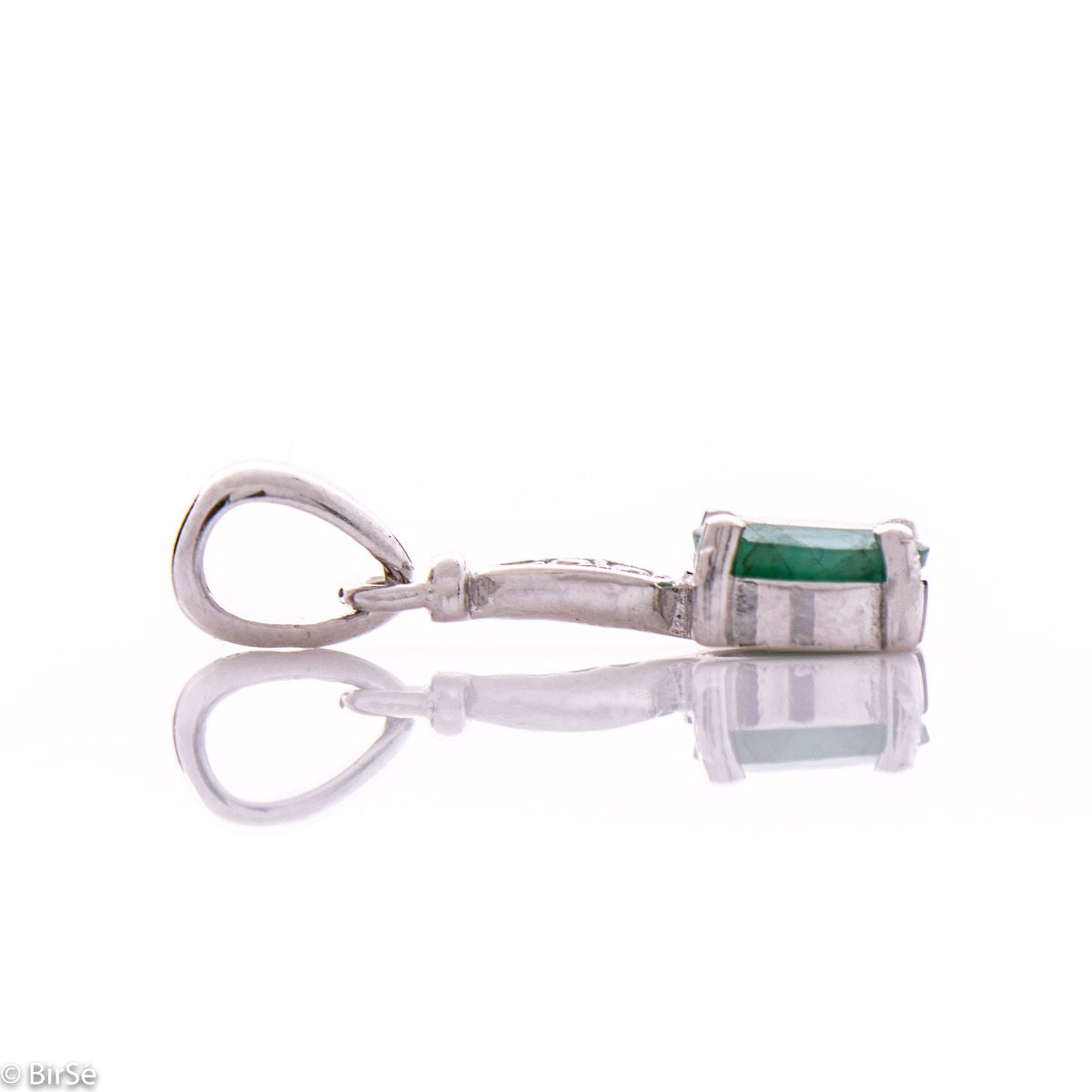 Silver pendant - Natural emerald 0,25 ct.