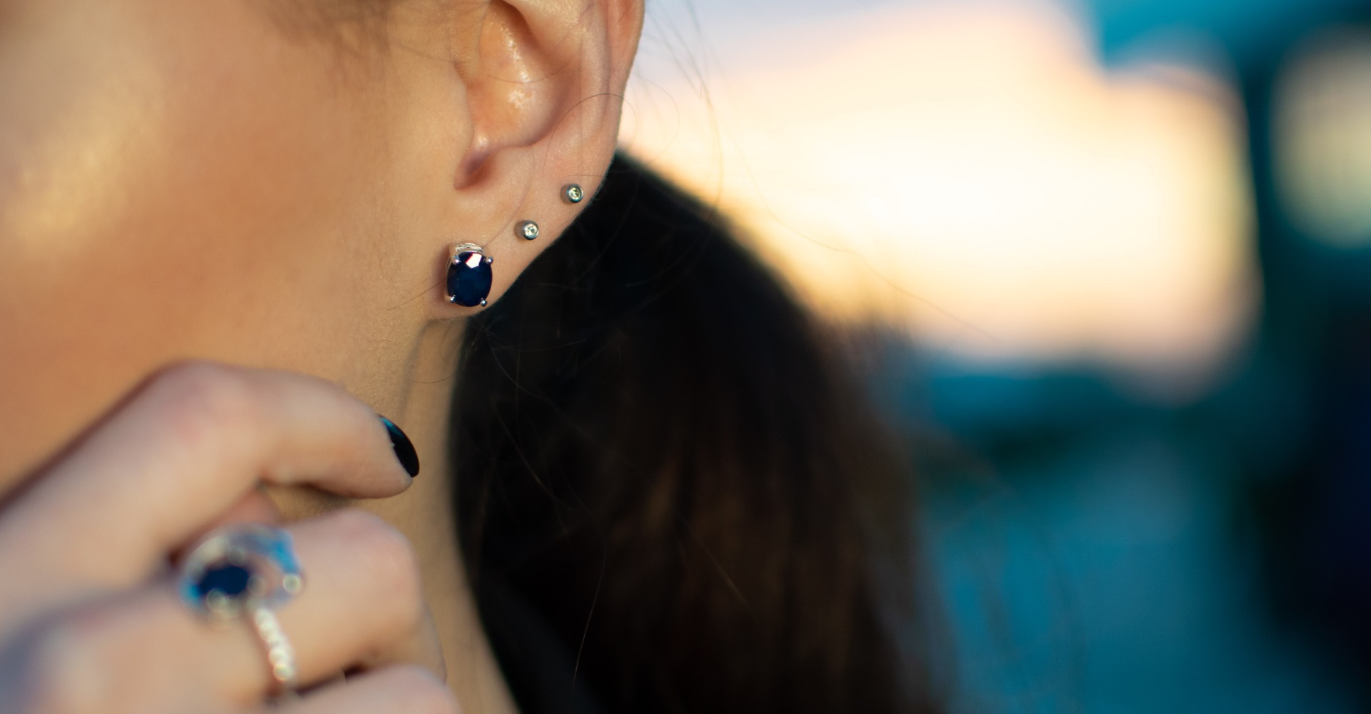 Silver earrings - Natural sapphire 8x6 3,10 ct.