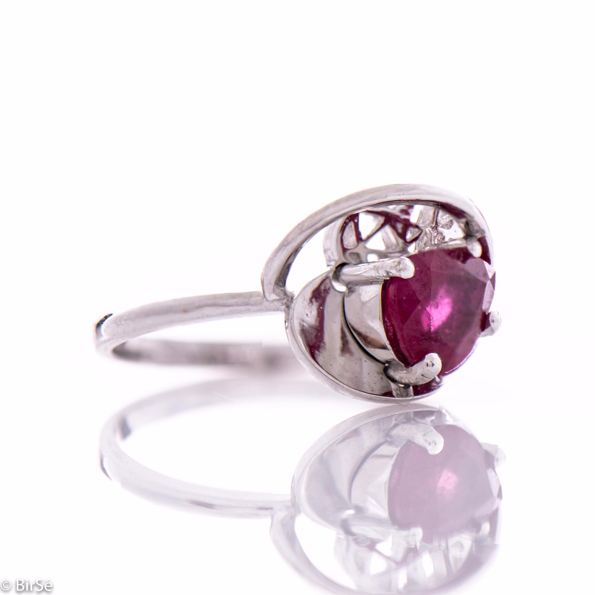 Silver ring - Natural ruby 1,00 ct.