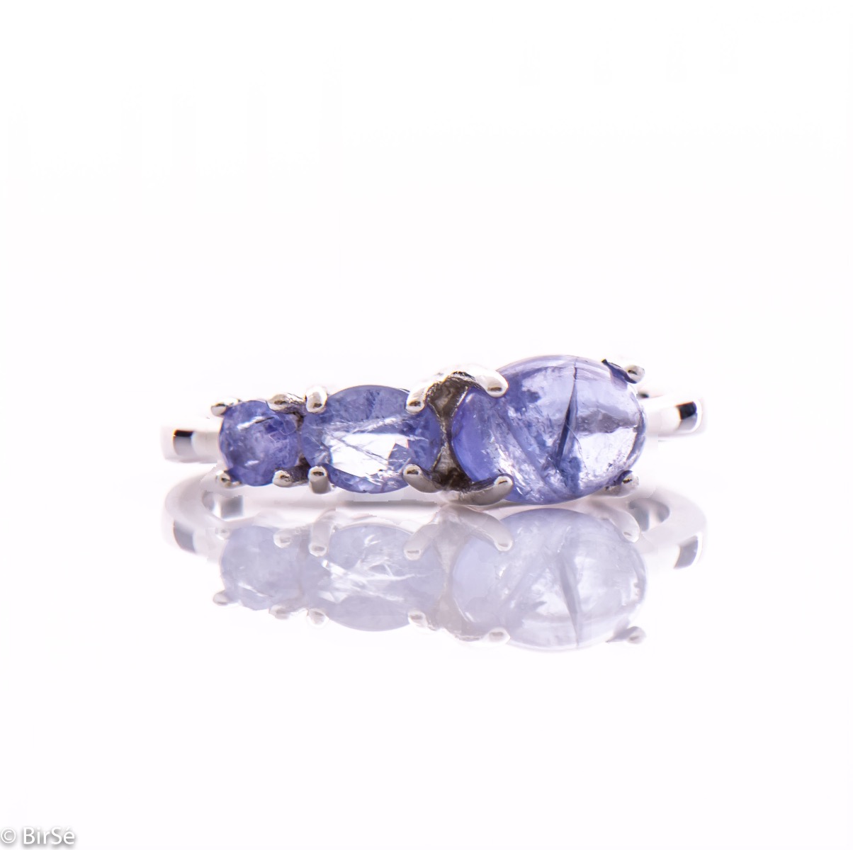 Gentle Silver Ring With Different Shapes Natural Tanzanite