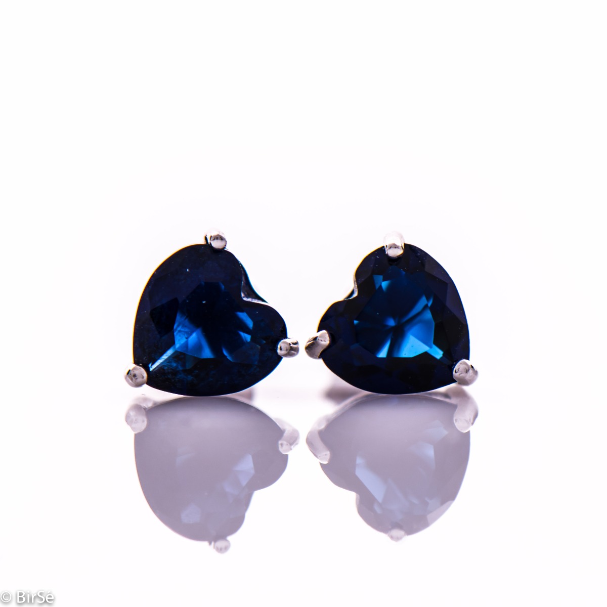 SIlver Earrings with Blue Heart Shape