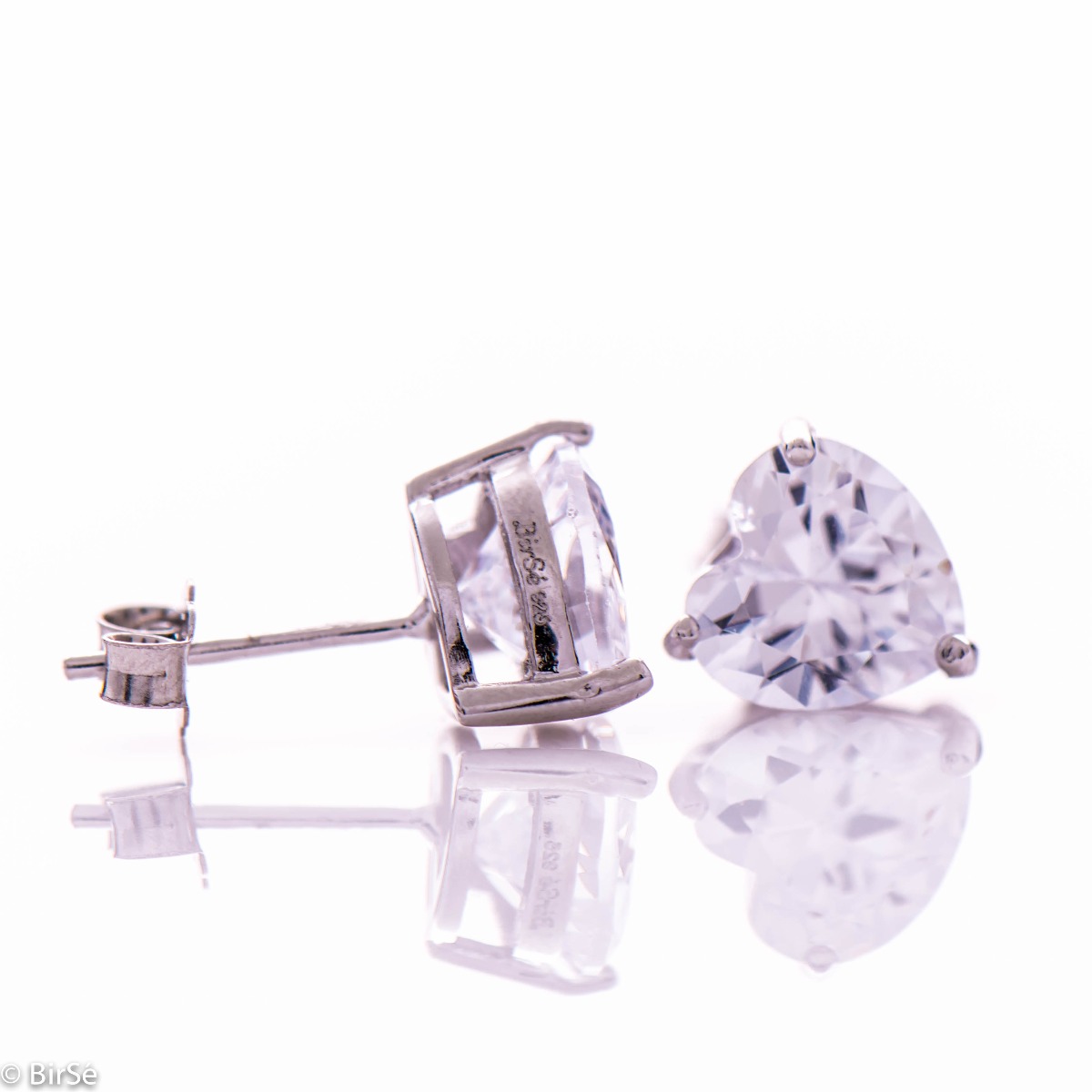 Silver Earrings Heart CZ  | Wholesale silver