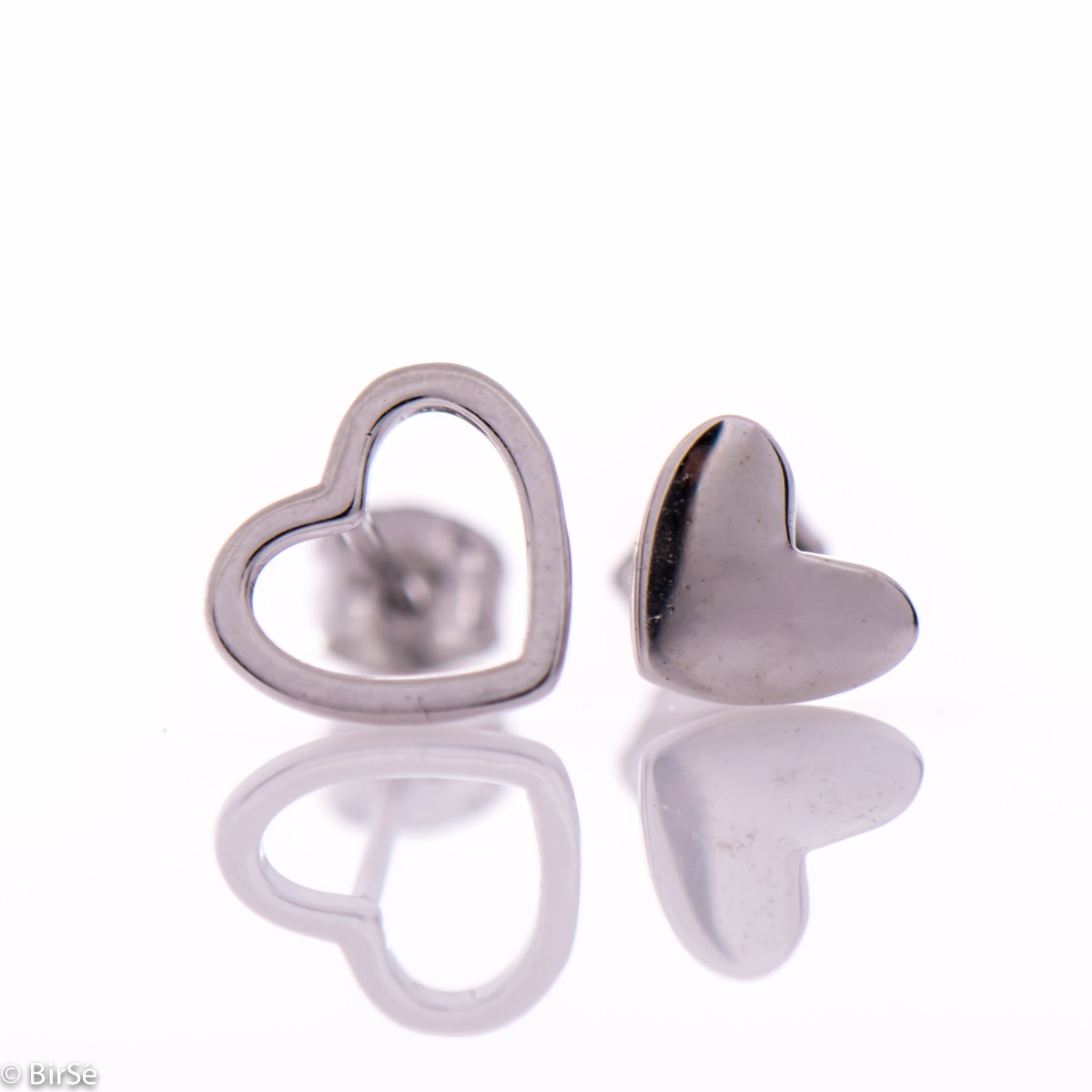 Asymethric Earrings with Heart Shape