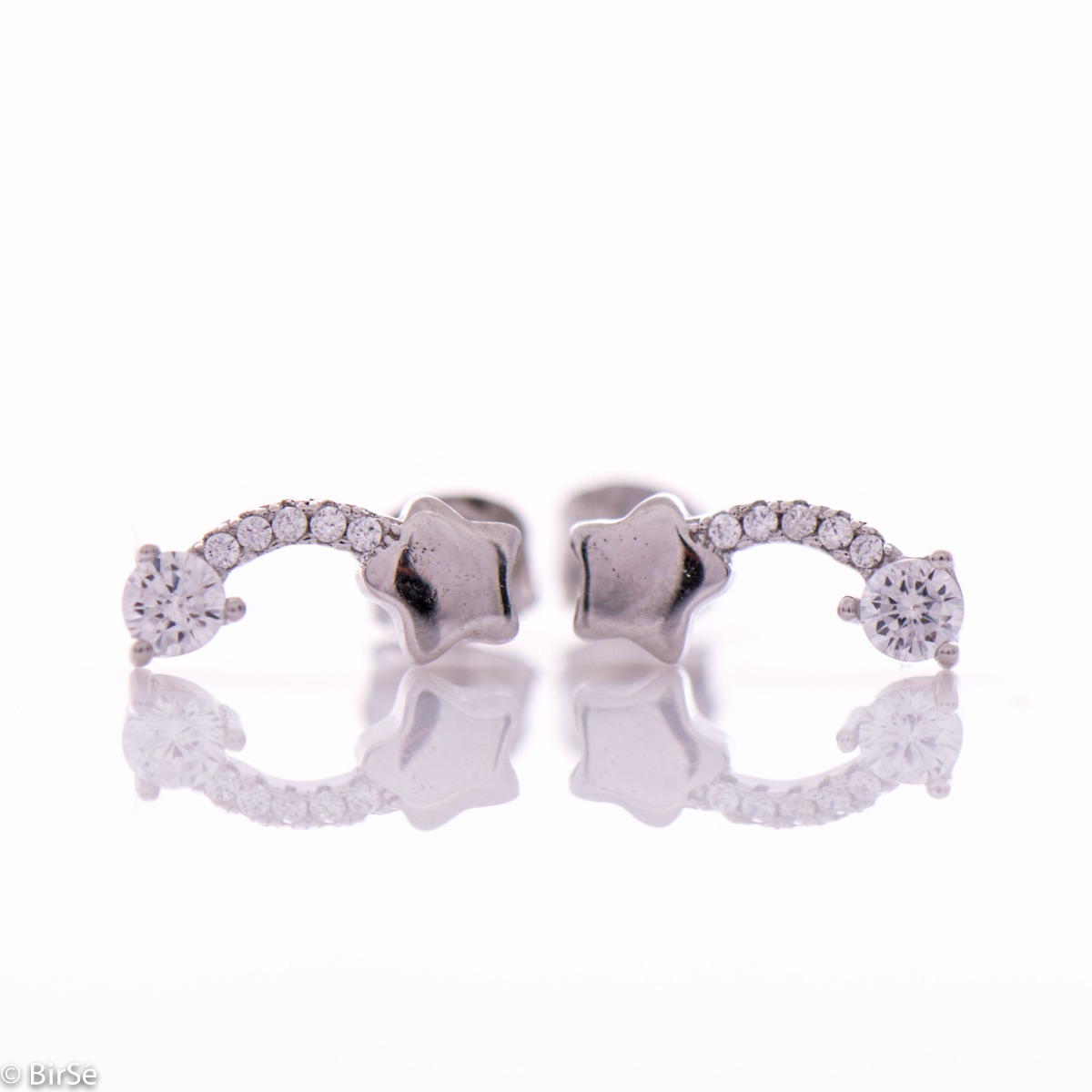 Silver Earrings Shooting Star with CZ