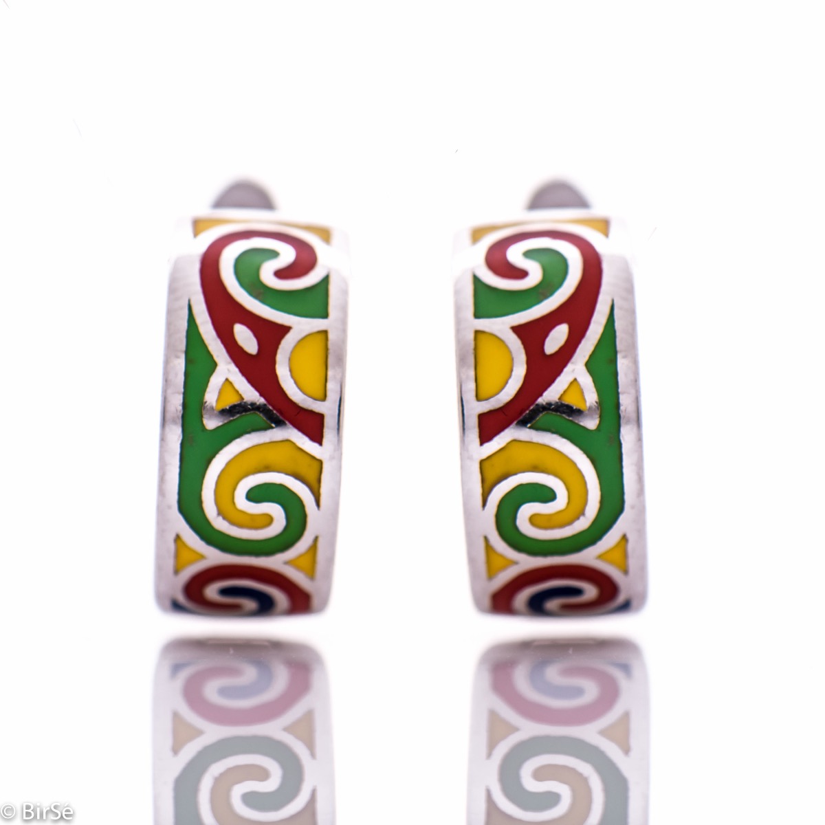 Silver Earrings with Enamel