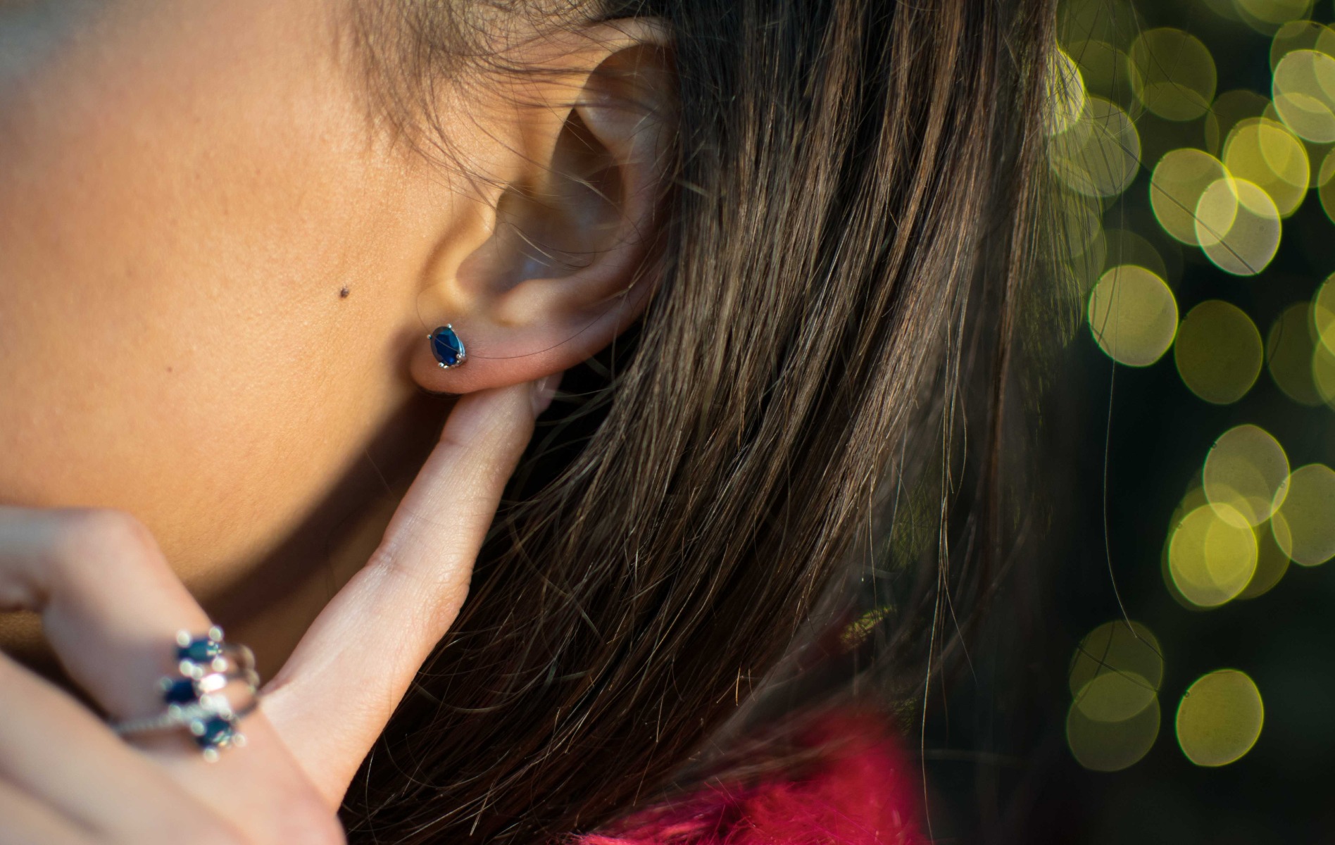 Silver earrings - 7x5 Natural sapphire 2,00 ct.