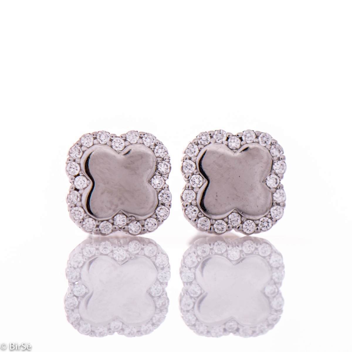 Silver Earrings with Clover Motives