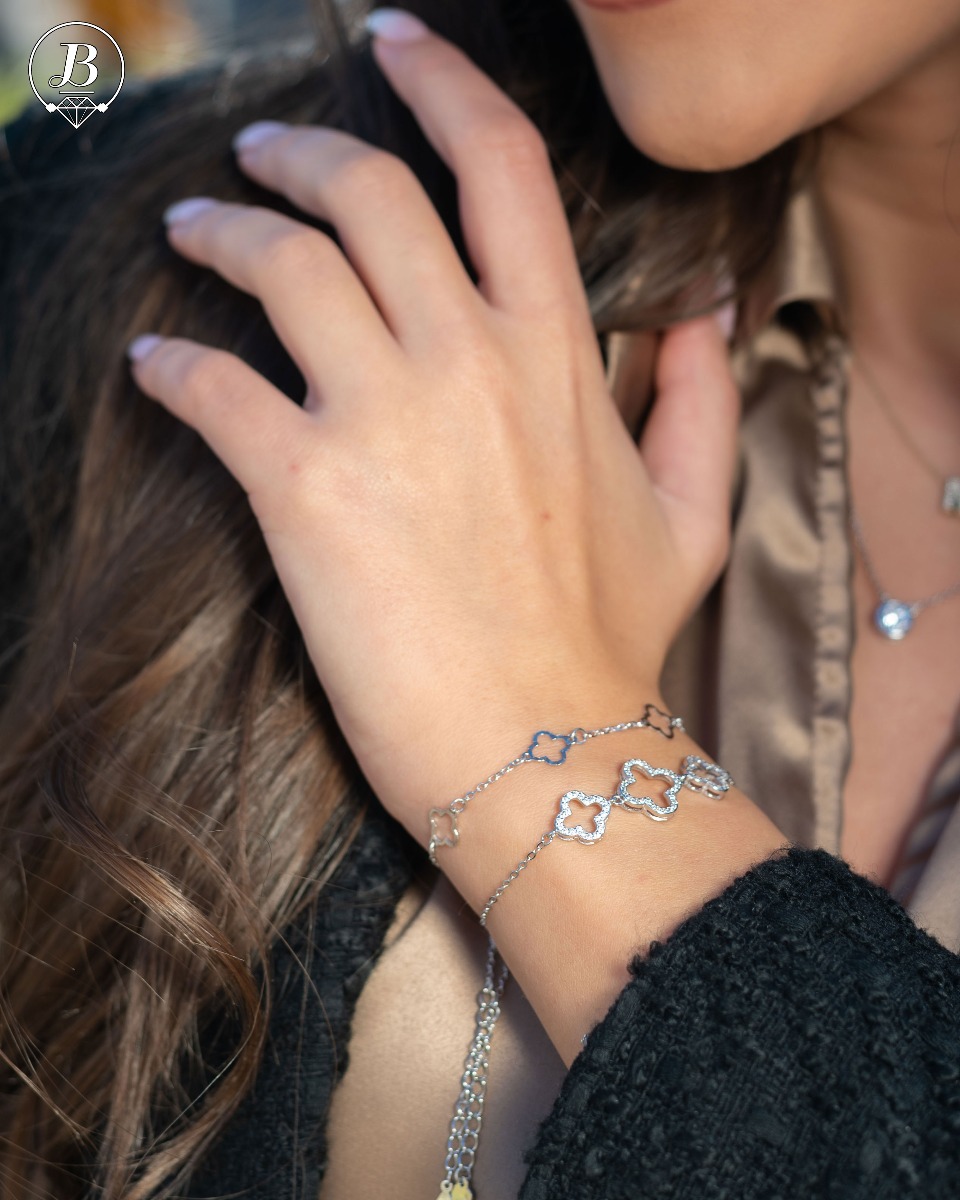 Silver Bracelet with Clovers