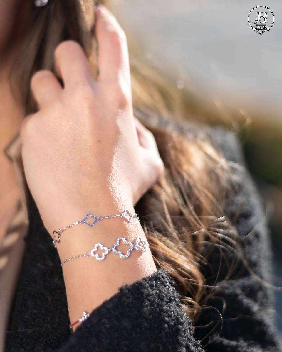 Silver Bracelet with Clovers