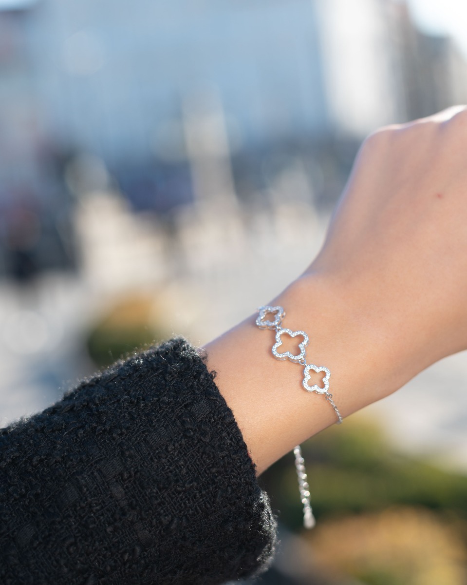 Silver Bracelet with Clovers