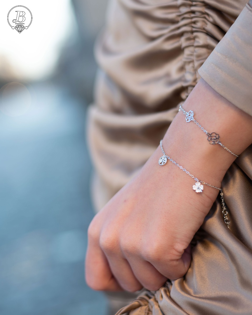 Silver Bracelet with Floral Elements