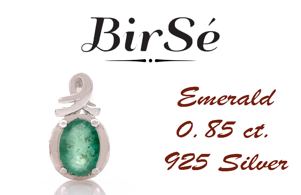 Silver pendant - Natural emerald 0,85 ct.