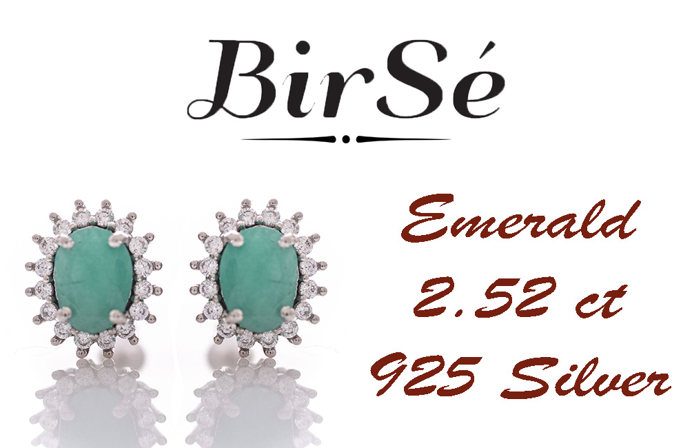 Silver earrings - Natural emerald 2,52 ct.