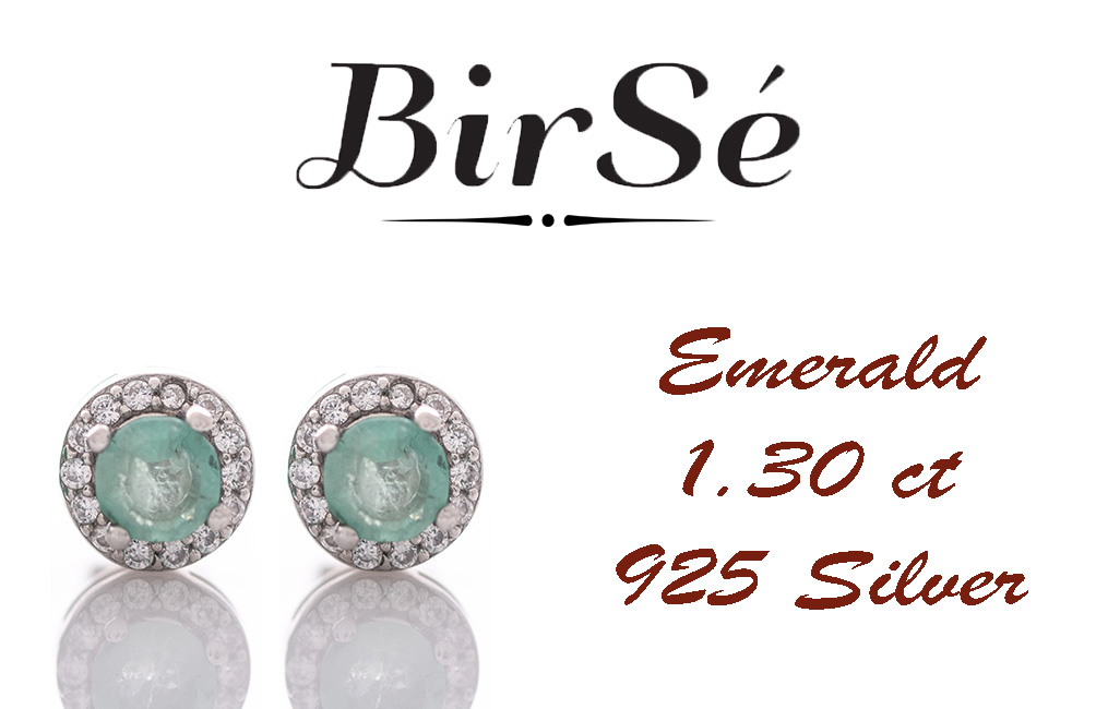 Silver earrings - Natural emerald 1,30 ct.