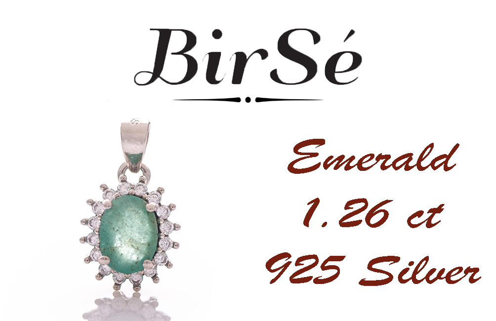 Silver pendant - Natural emerald 1,26 ct.