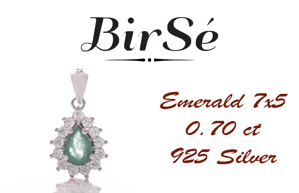 Silver pendant - Natural Emerald 0,70 ct.