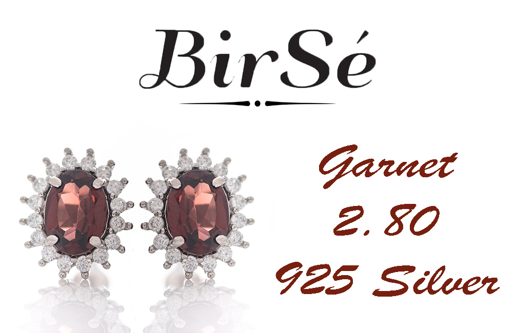 Silver earrings - Natural Garnet 2,80 ct.