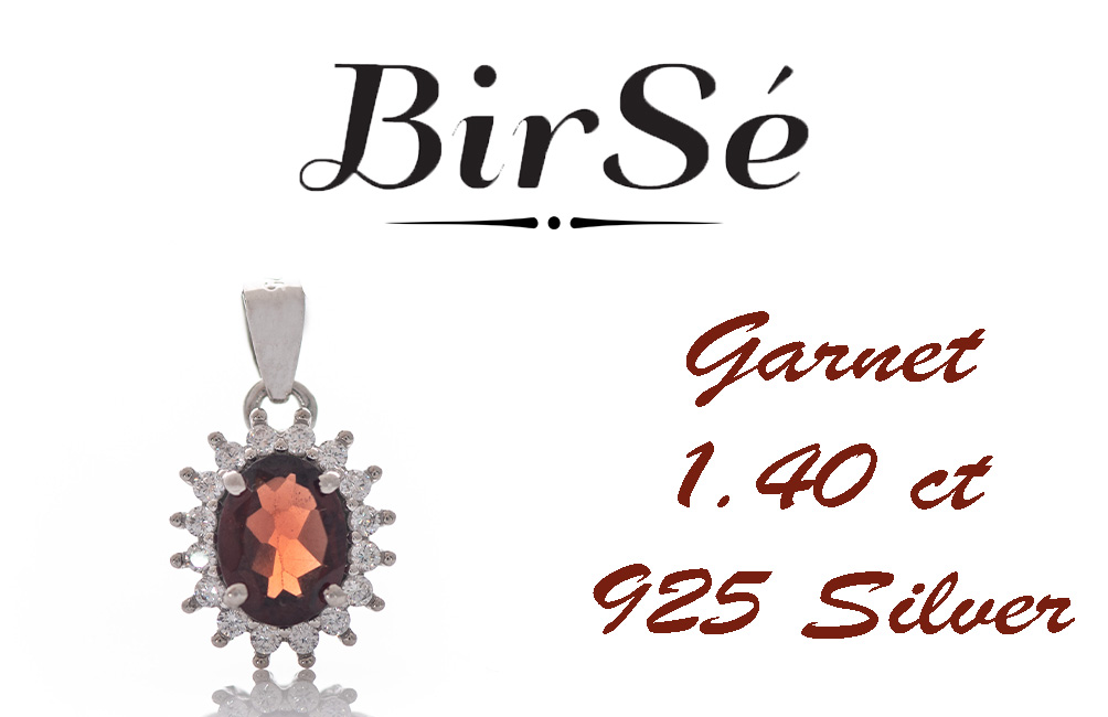 Silver pendant - Natural Garnet 1,40 ct.