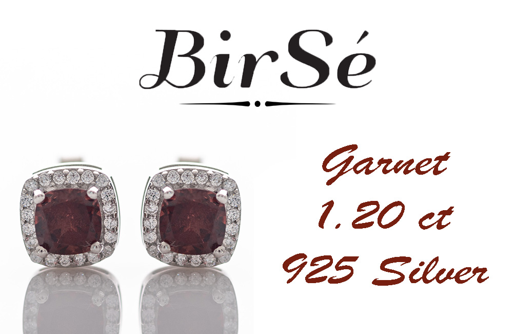 Silver earrings - Natural Garnet 1,20 ct.