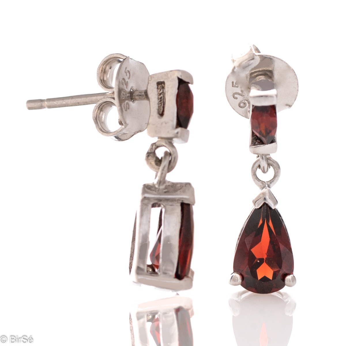 Silver earrings - Natural Garnet 3,14 ct.