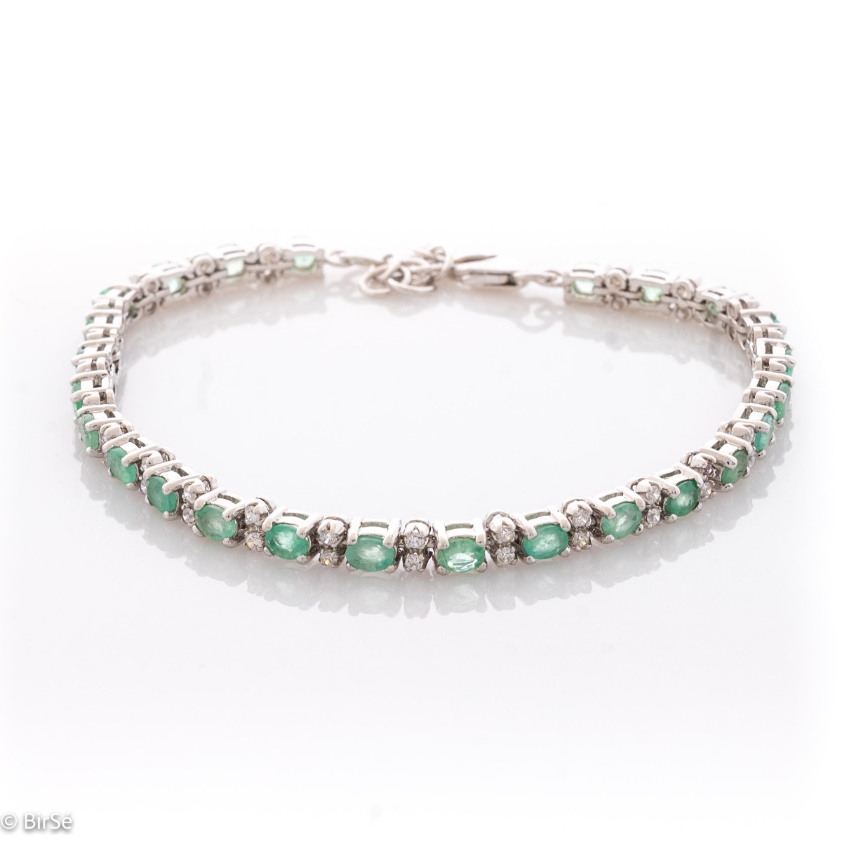 Silver Bracelet with Natural Emerald