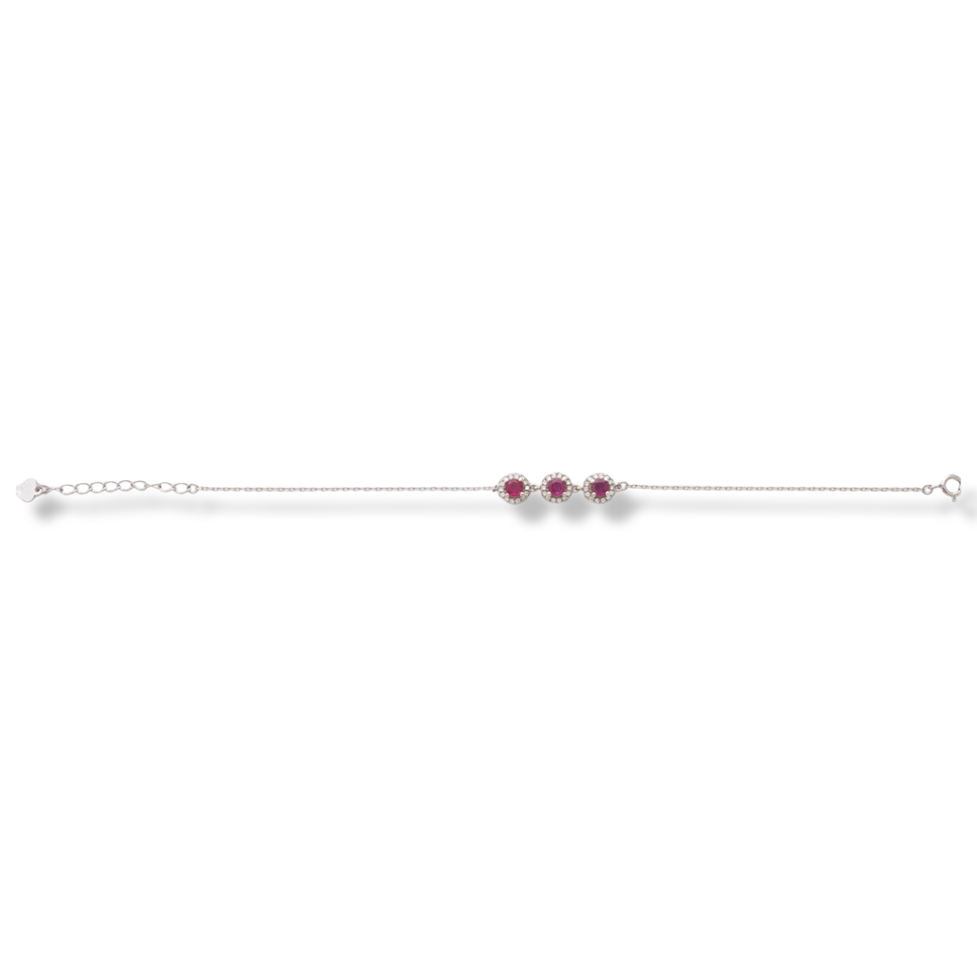 Silver Bracelet with Natural Ruby