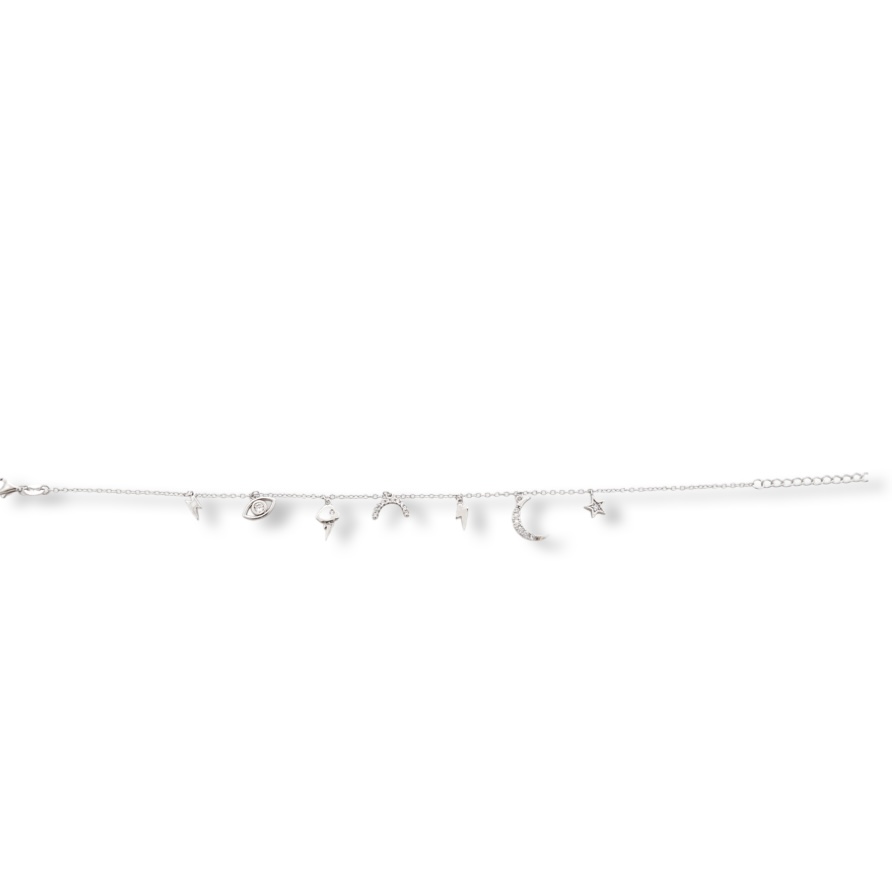 Silver Ankle Bracelet with Pendants