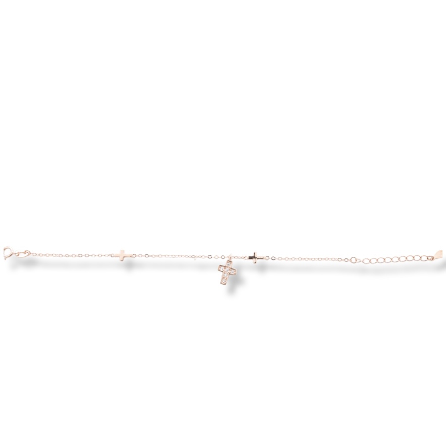 Rose Silver Cross Bracelet 