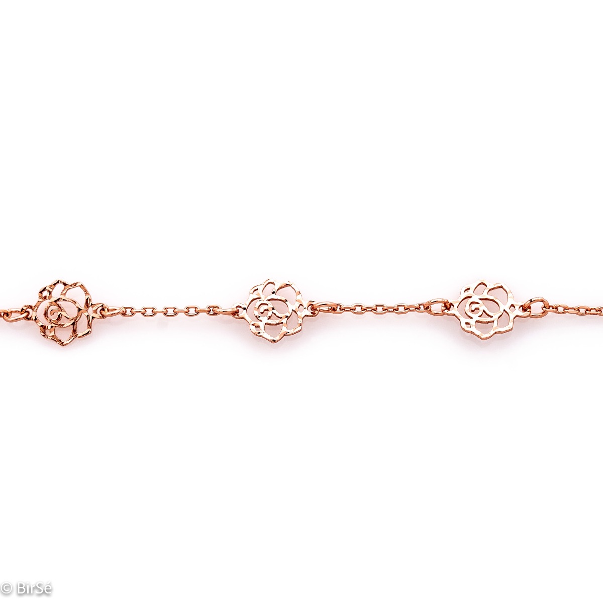 Rose Silver Bracelet with Floral Elements 