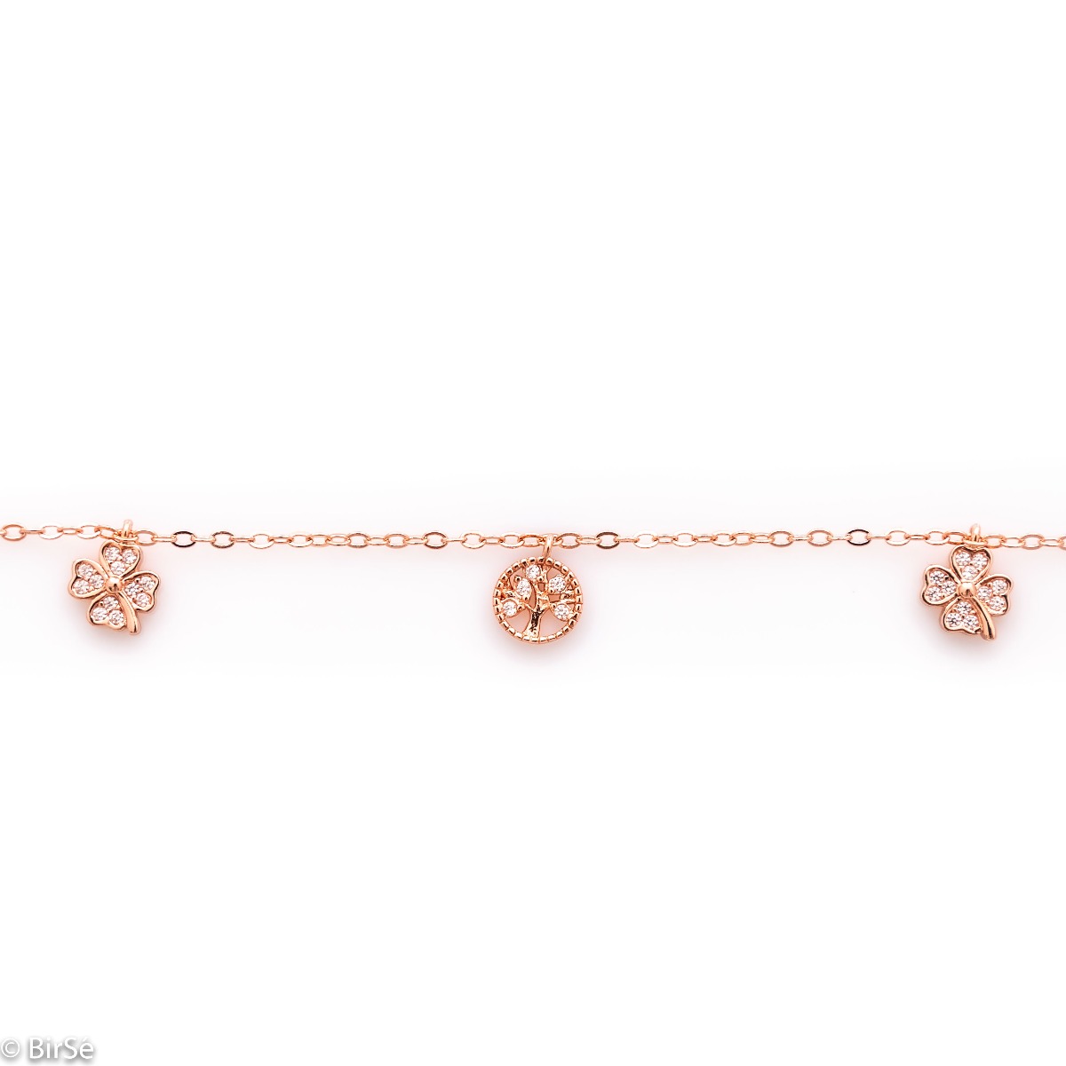 Rose Silver Bracelet with Clovers