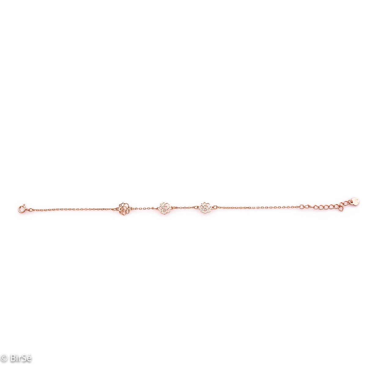 Rose Silver Bracelet with Floral Elements 