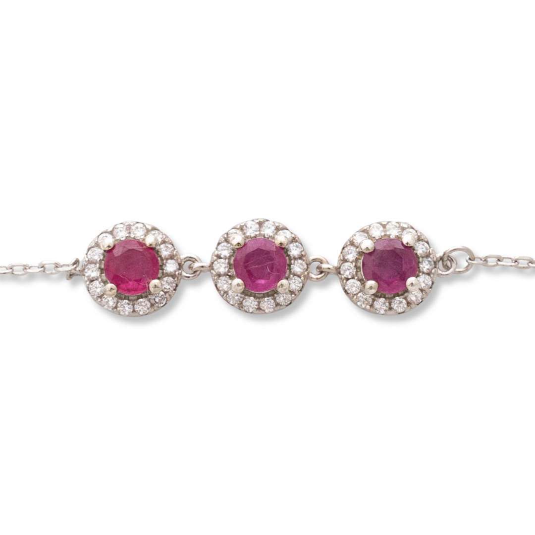 Silver Bracelet with Natural Ruby