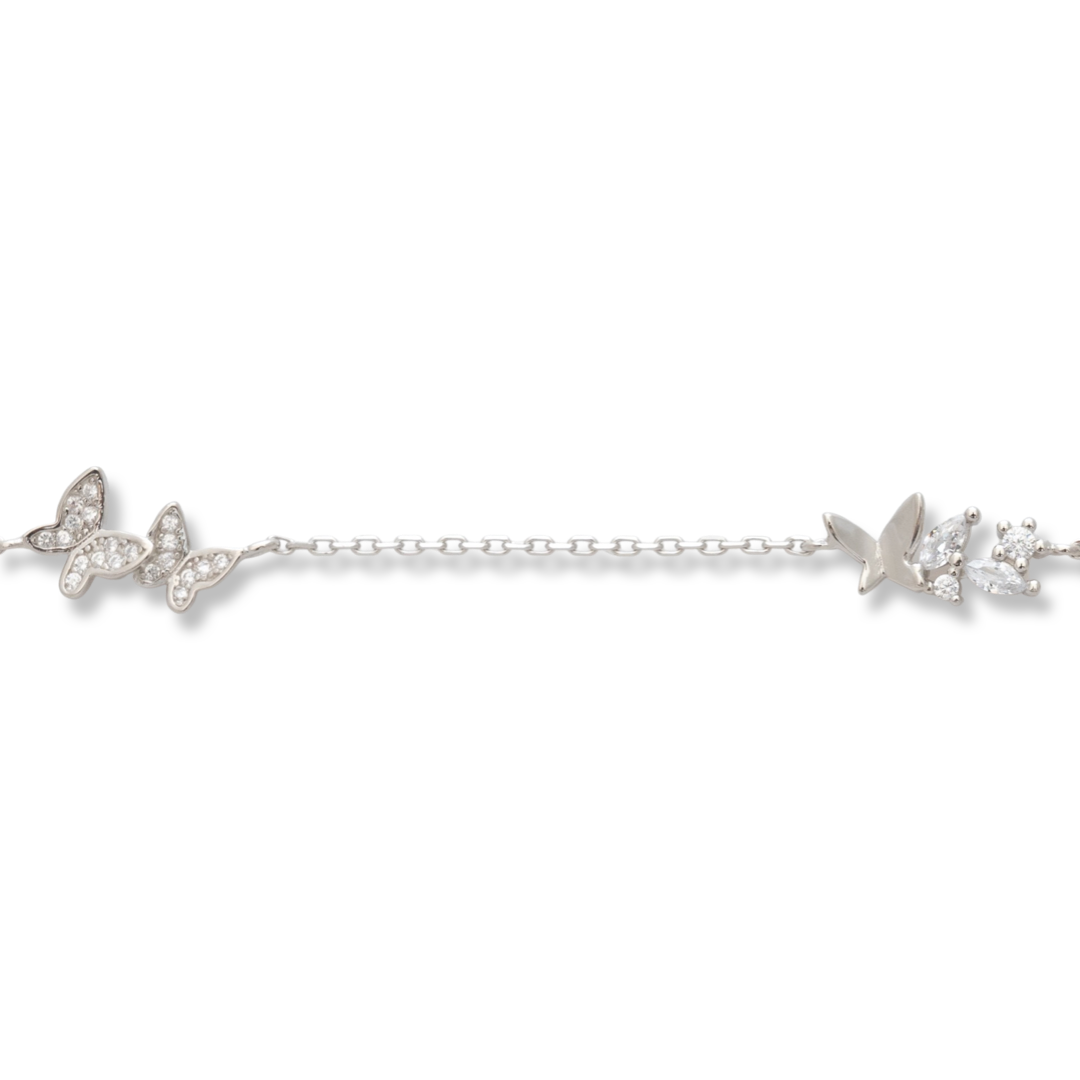 Ethereal women's jewelry made of soft silver with exquisite craftsmanship. The delicate ladies' bracelet features a beautiful duo of butterflies adorned with captivating zircons. The bracelet has an extension, for more convenience when adjusting the lengt