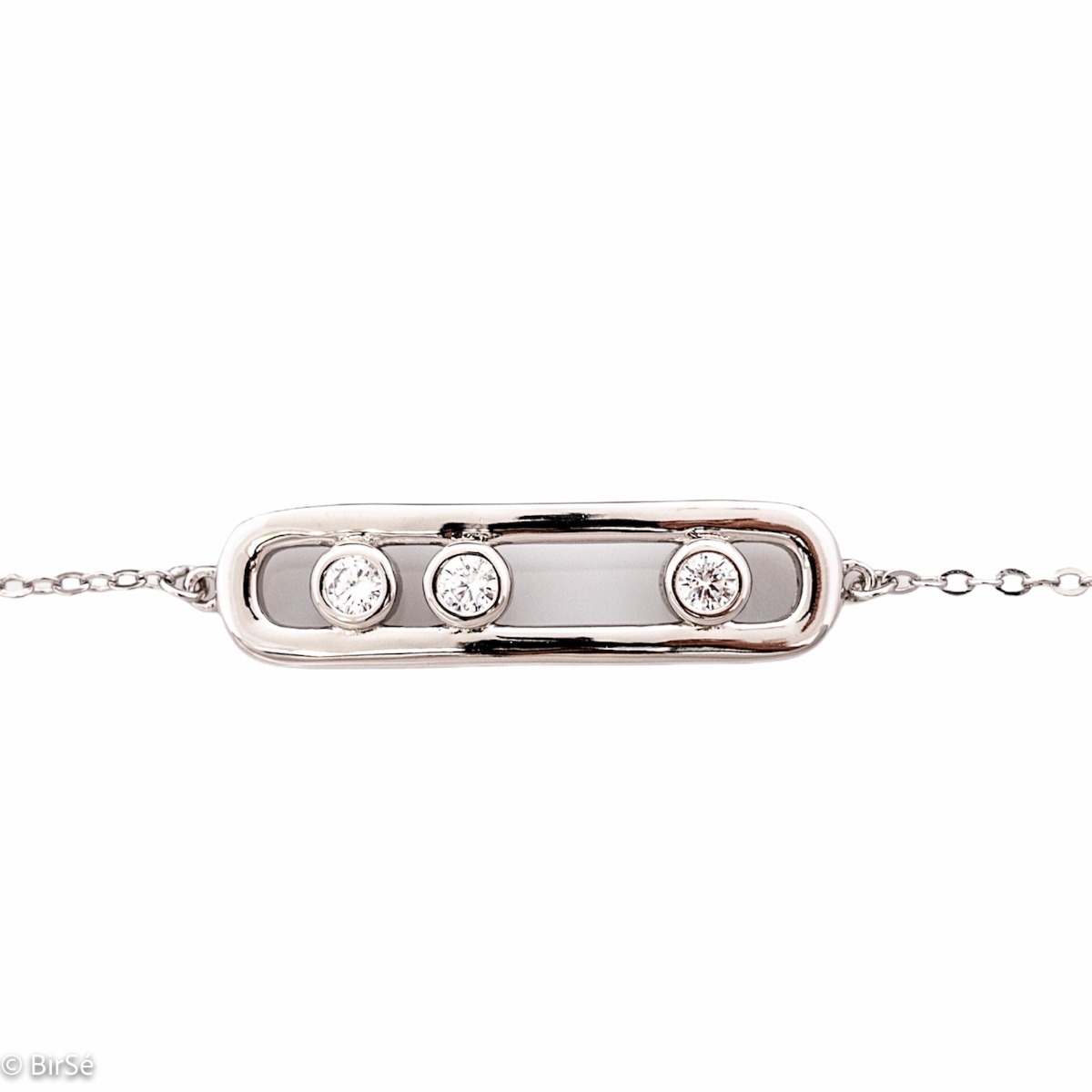 Silver Bracelet with Three Zircons