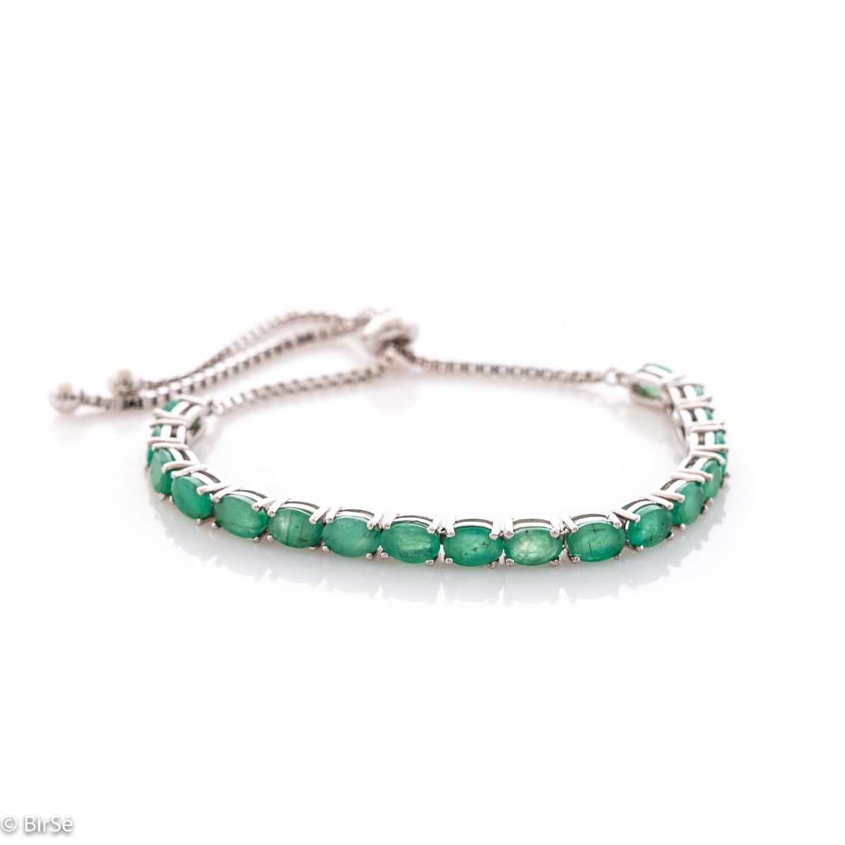 Silver Bracelet with Natural Emerald