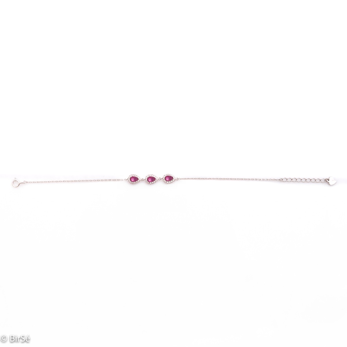 Silver Bracelet with Natural Rubies