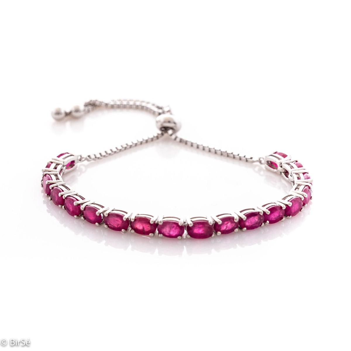 Silver Adjustable Bracelet with Ruby