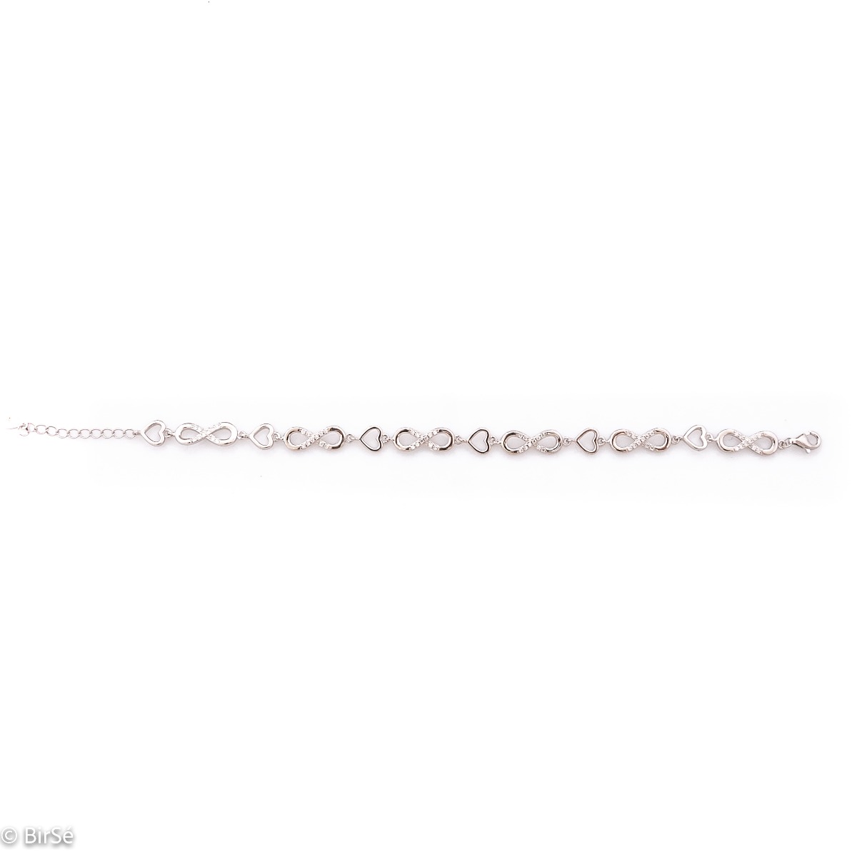 Silver Bracelet with Hearts and Infinities 