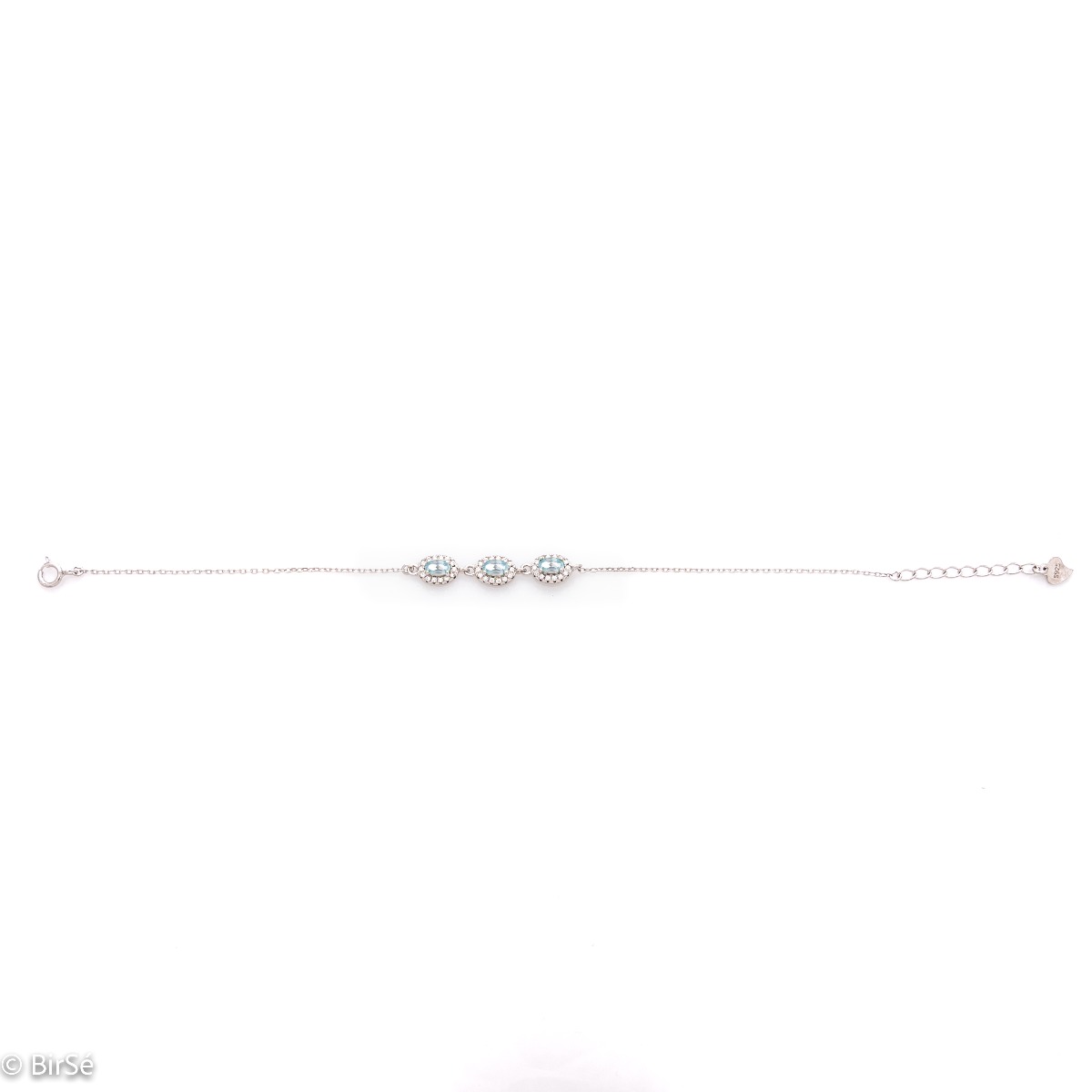 Silver Bracelet with Natural Blue Topaz