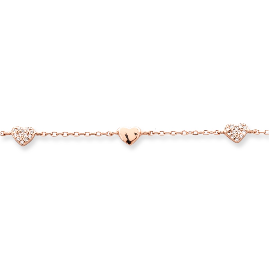 Rose Silver Heart Bracelet