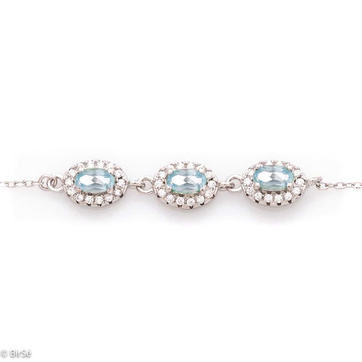 Silver Bracelet with Natural Blue Topaz