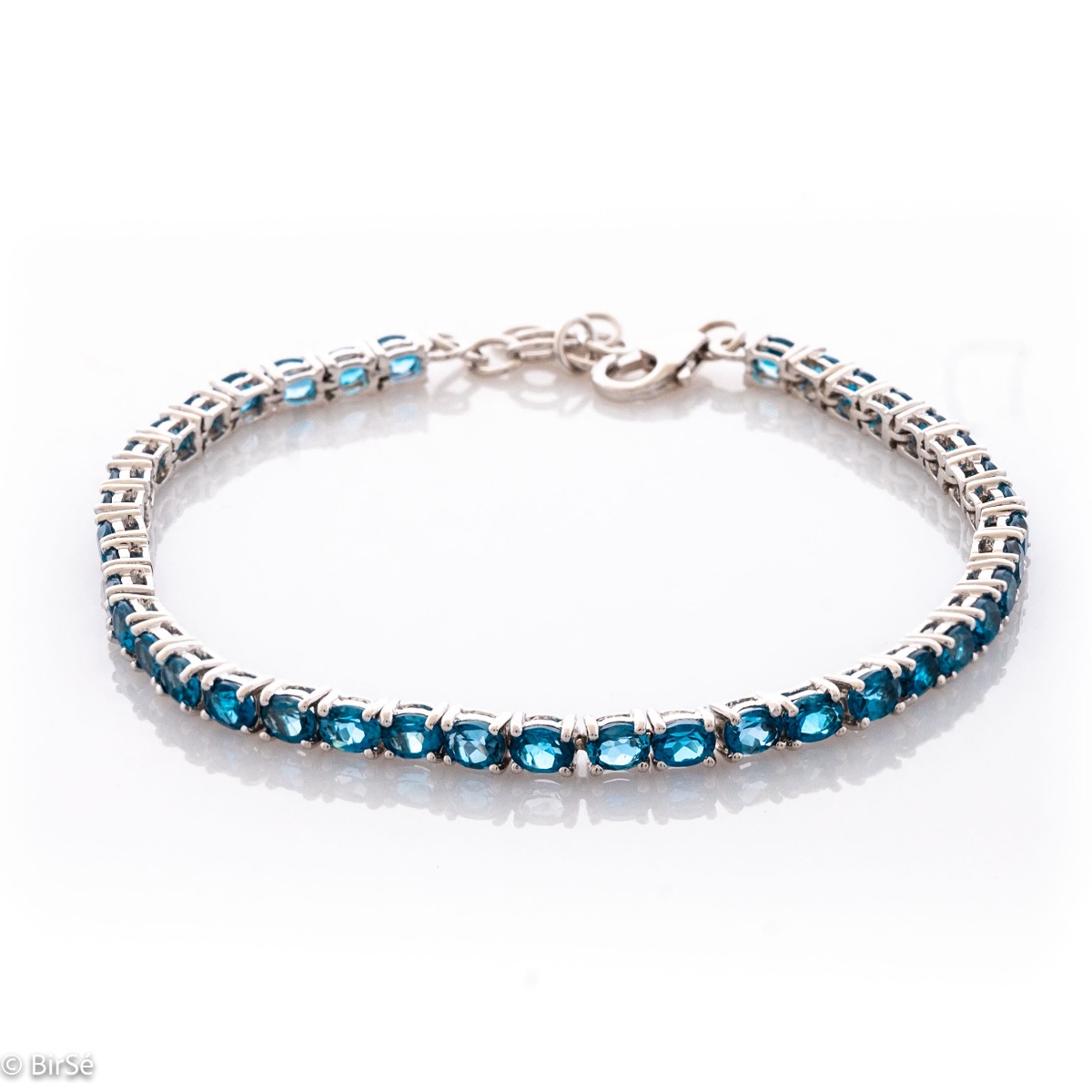 Silver Tennis Bracelet with Natural London Topaz